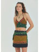 Snap Front Pocket Patchwork Wrap Green Floral Skirt 4685